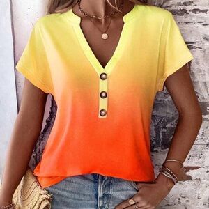 New ombre sunset Yellow and Orange Women's Top